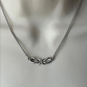 Elegant Silver Chain Necklace w/ Love Knot